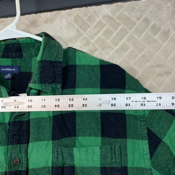 Croft & Barrow Mens Medium Button Shirt Plaid Green Flannel Long Sleeve Collared - Picture 7 of 16